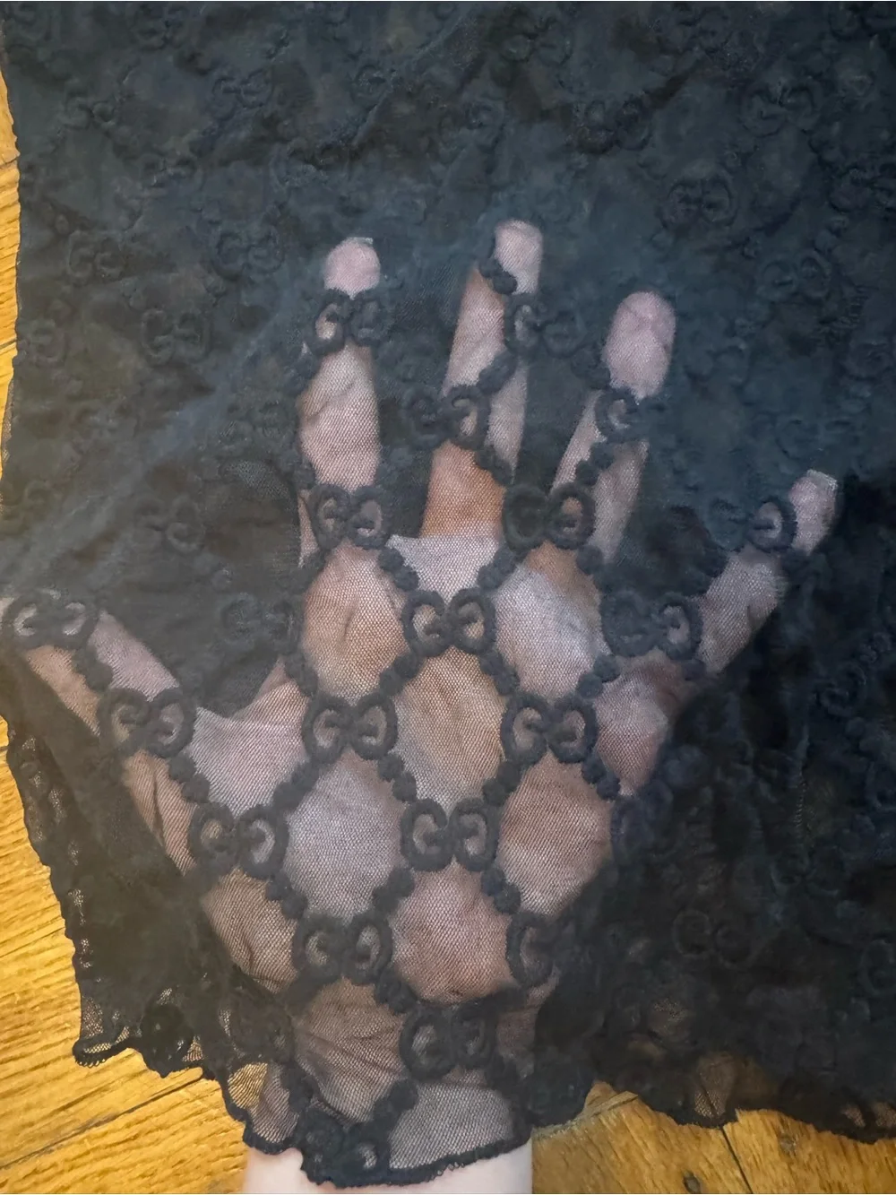 Gucci Black Long-Sleeve Lace Mesh Top - Picture 8 of 12